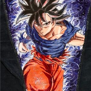 Hand-painted men’s jacket. Painted anime. Goku. Personalized